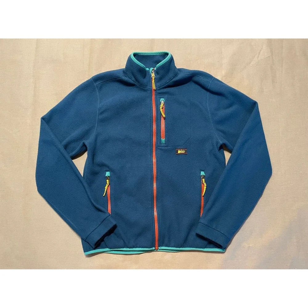 REI Full Zip Fleece Jacket Kids Size XL Blue Retro Polartec Outdoors Gorpcore